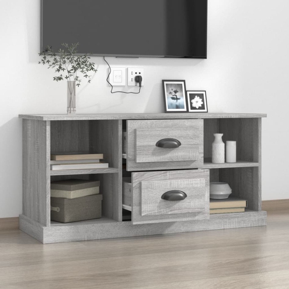 Mueble para TV madera contrachapada gris Sonoma 99,5x35,5x48