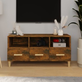 Mueble de TV madera contrachapada roble ahumado 102x36x50