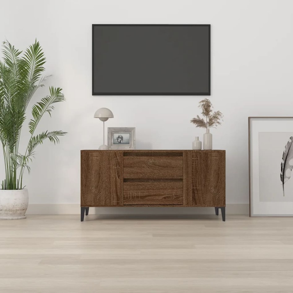 Mueble para TV madera contrachapada marrón roble 102x44,5x50