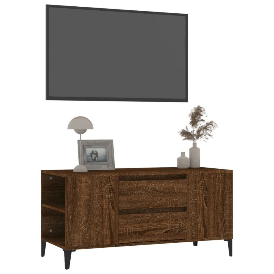 Mueble para TV madera contrachapada marrón roble 102x44,5x50