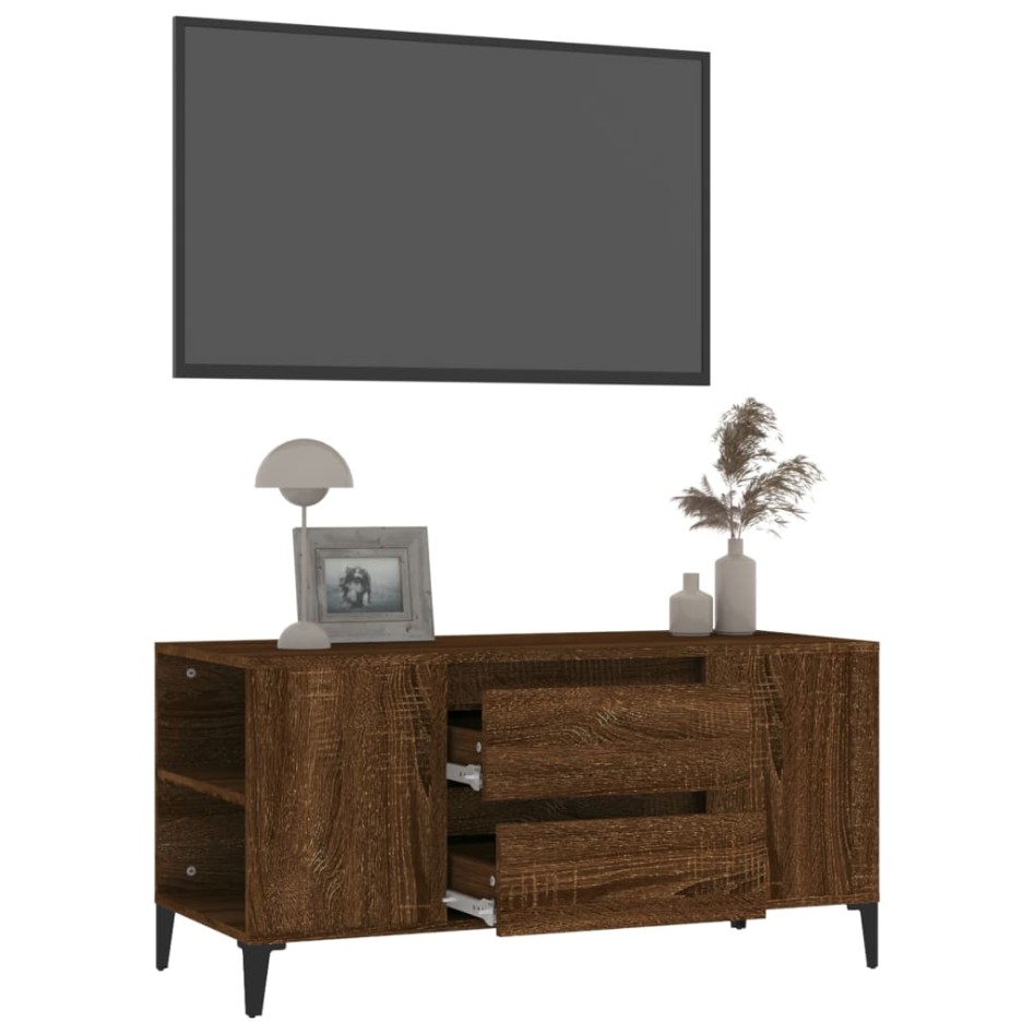 Mueble para TV madera contrachapada marrón roble 102x44,5x50