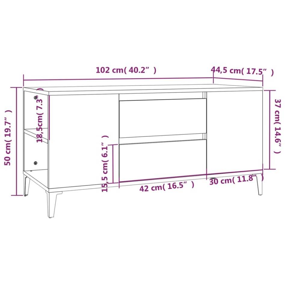 Mueble para TV madera contrachapada marrón roble 102x44,5x50