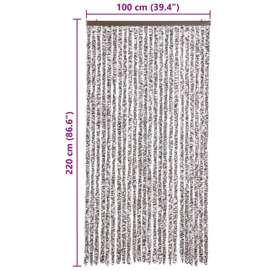 Cortina mosquitera de chenilla marrón y beige 100x220