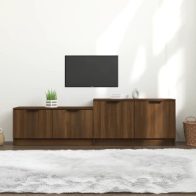 Mueble de TV madera contrachapada roble marrón 158,5x36x45