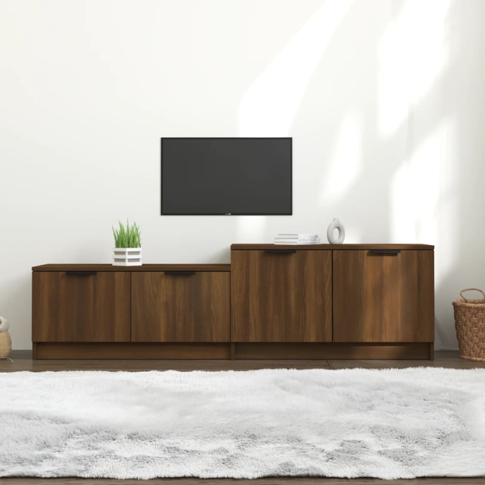 Mueble de TV madera contrachapada roble marrón 158,5x36x45