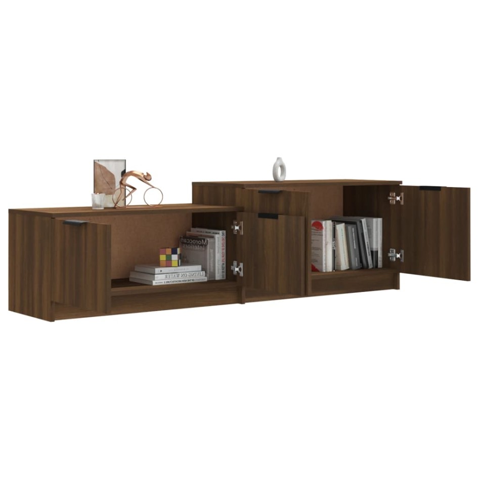 Mueble de TV madera contrachapada roble marrón 158,5x36x45