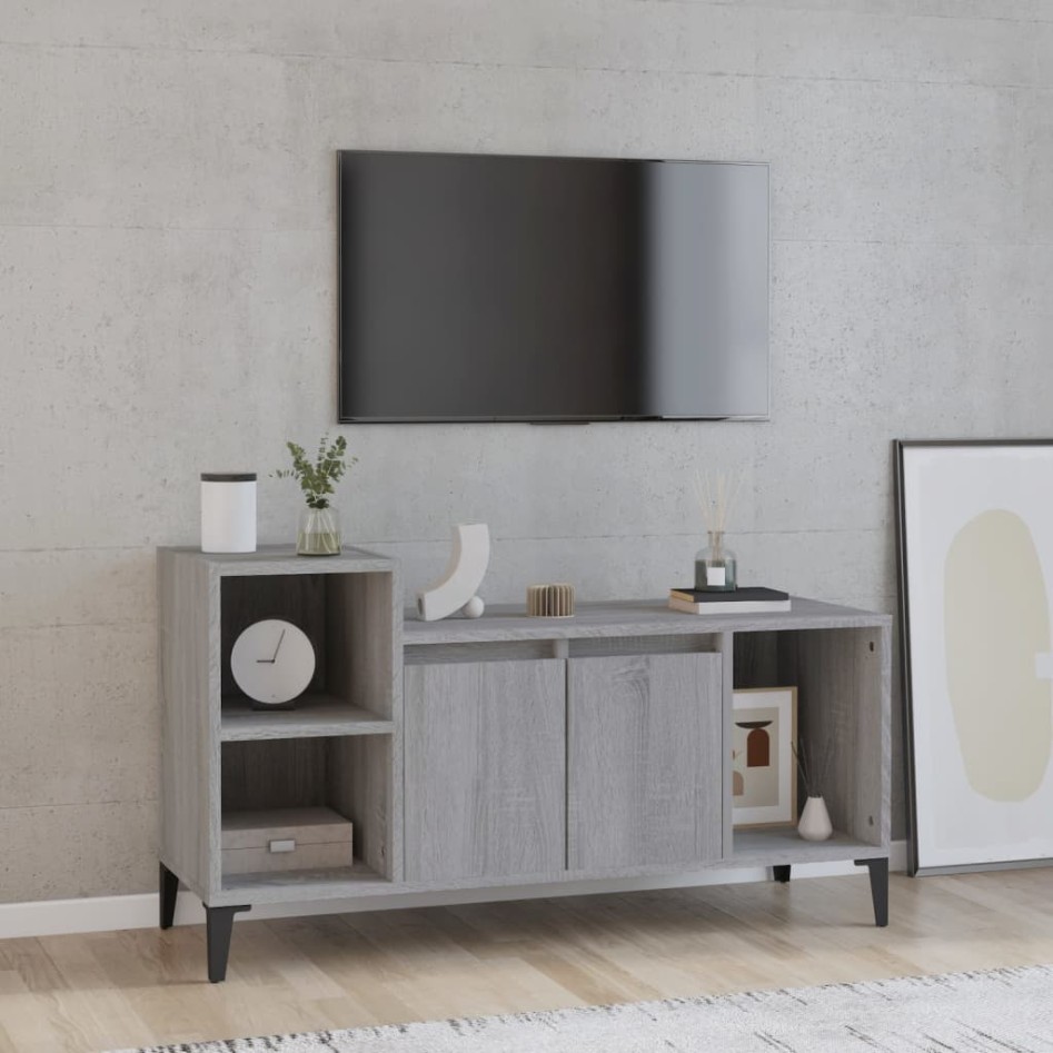 Mueble de TV madera contrachapada gris Sonoma 100x35x55
