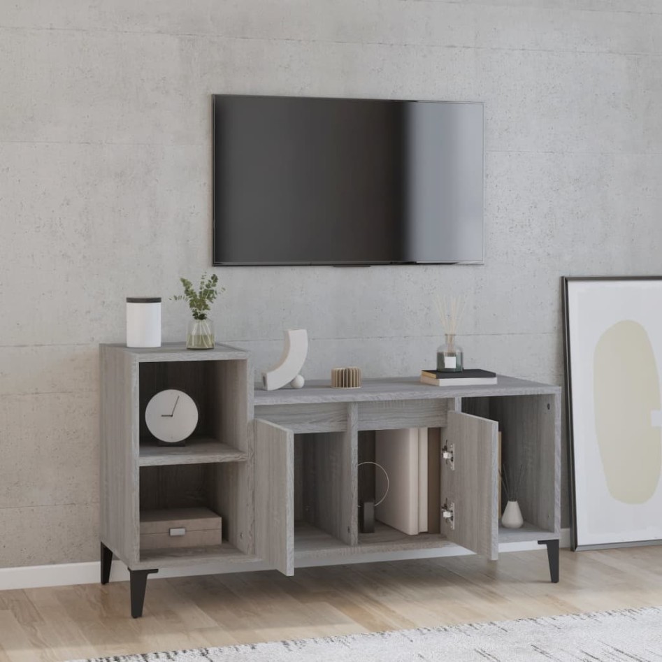 Mueble de TV madera contrachapada gris Sonoma 100x35x55