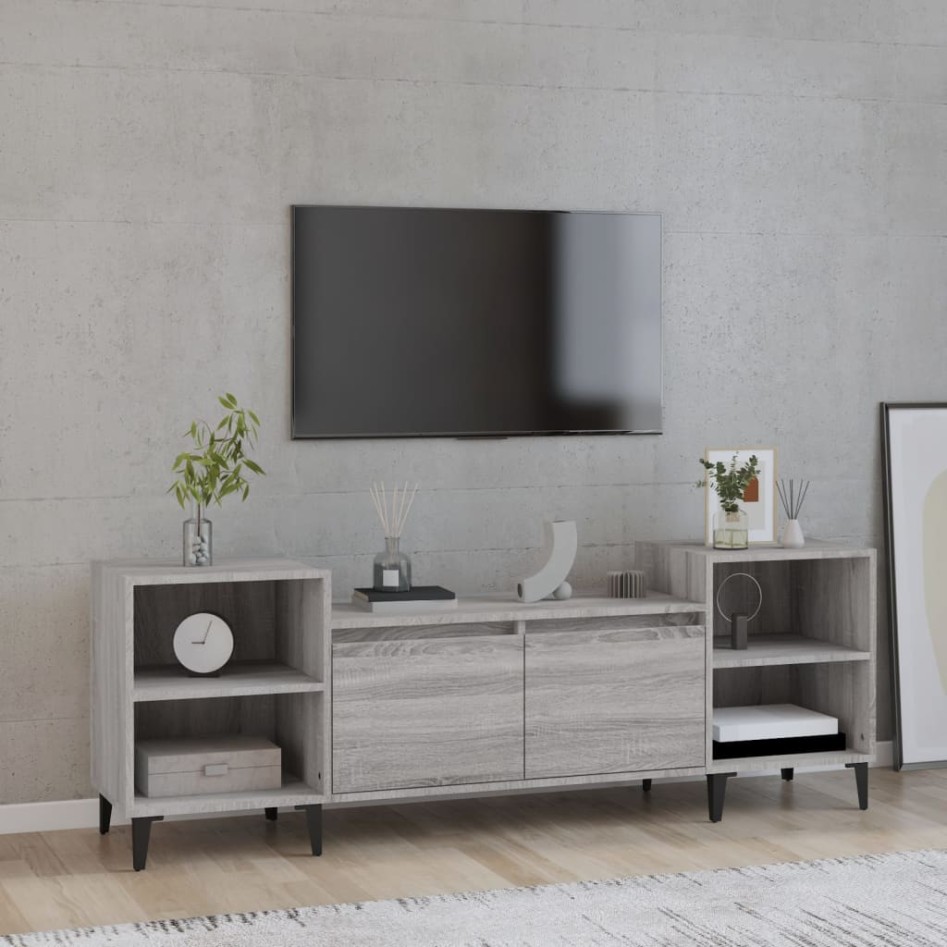 Mueble para TV madera contrachapada gris Sonoma 160x35x55