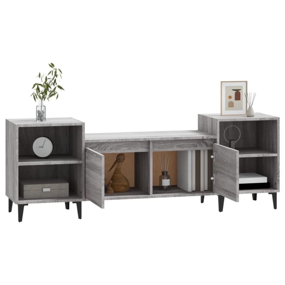 Mueble para TV madera contrachapada gris Sonoma 160x35x55