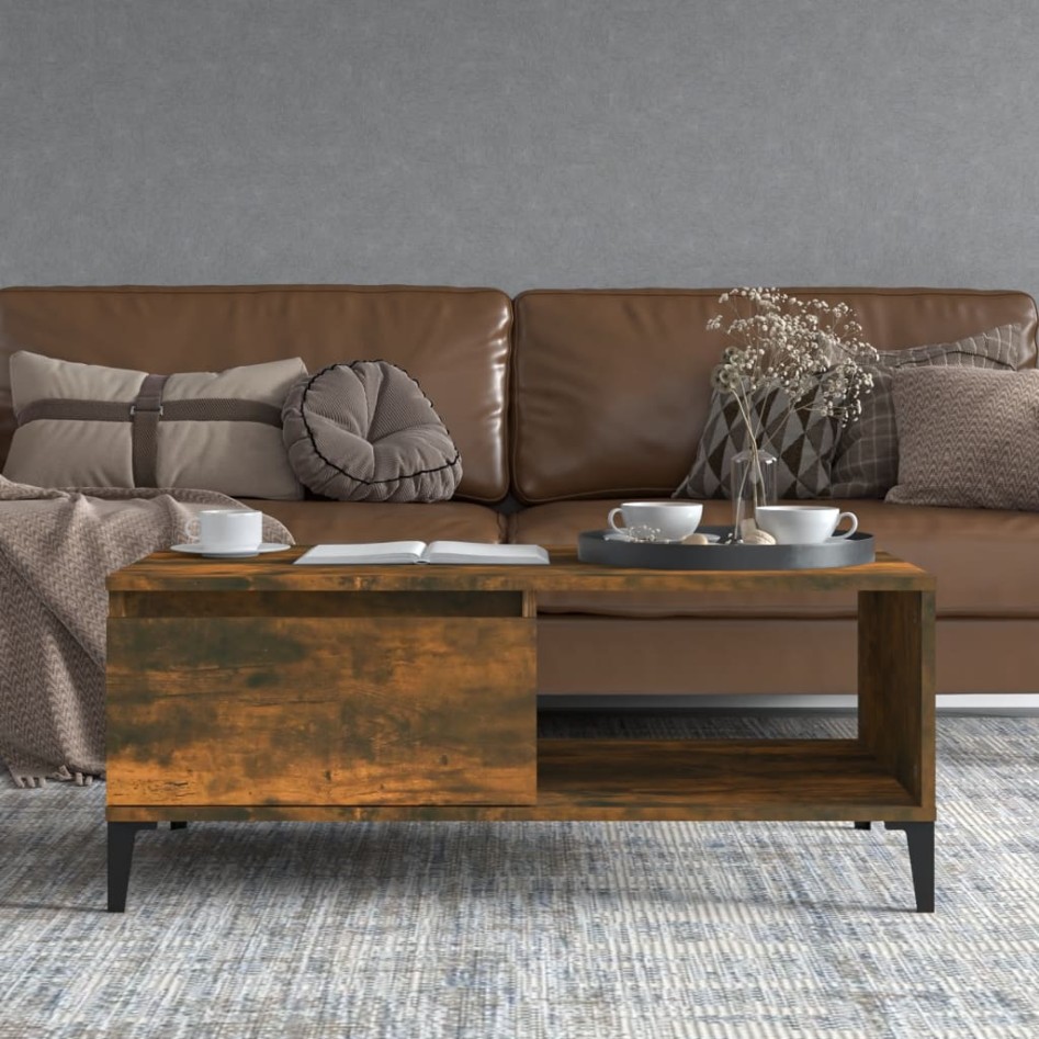 Mesa de centro madera contrachapada roble ahumado 90x50x36,5