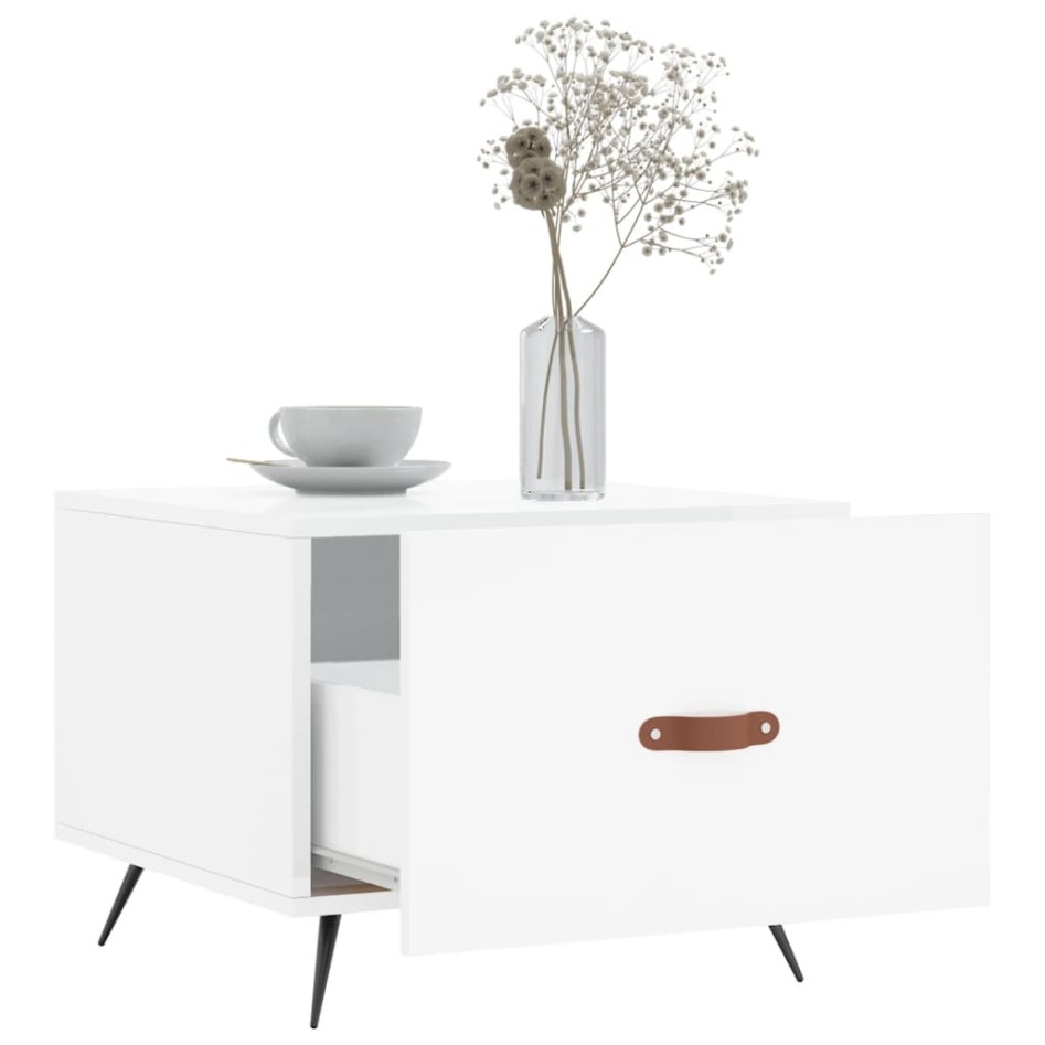 Mesa de centro 2 uds madera ingeniería blanco brillo