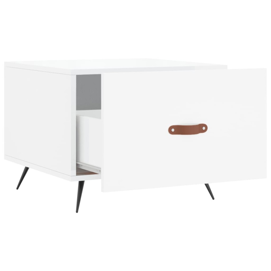 Mesa de centro 2 uds madera ingeniería blanco brillo