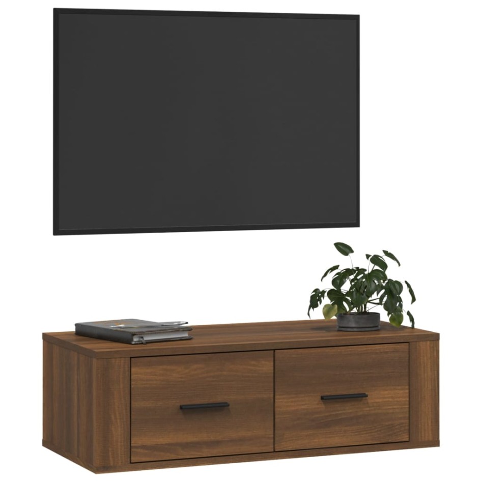 Mueble TV colgante madera contrachapada roble marrón