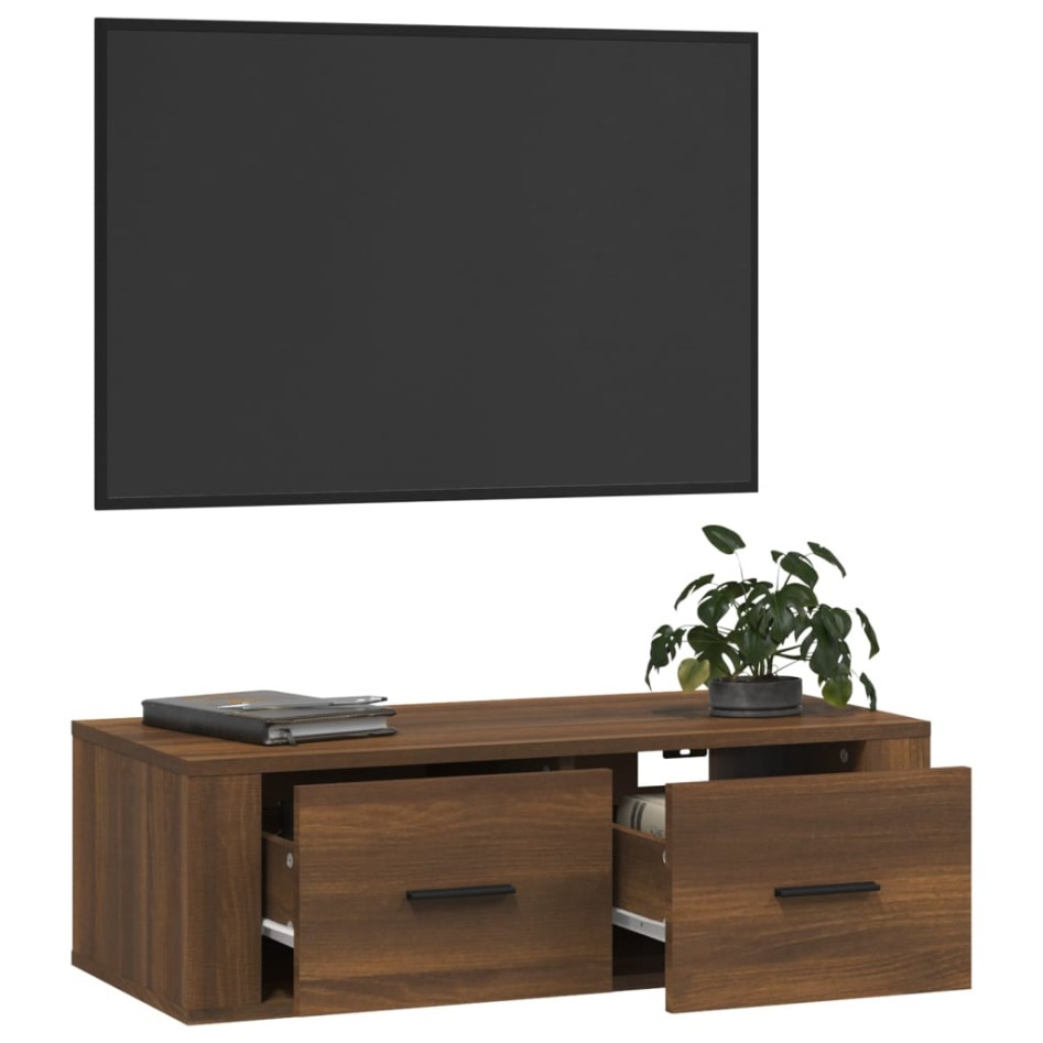 Mueble TV colgante madera contrachapada roble marrón