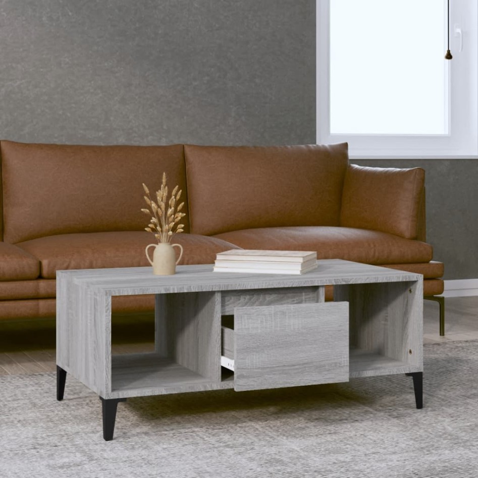 Mesa de centro madera contrachapada gris Sonoma 90x50x36,5