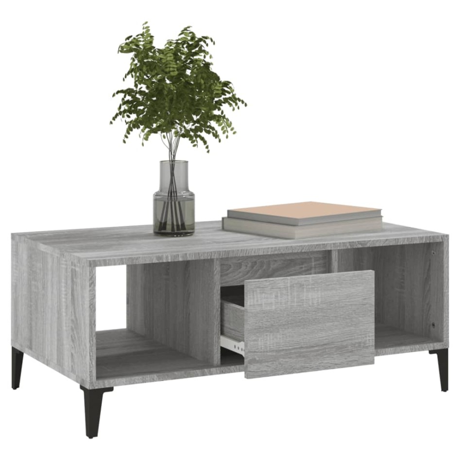 Mesa de centro madera contrachapada gris Sonoma 90x50x36,5