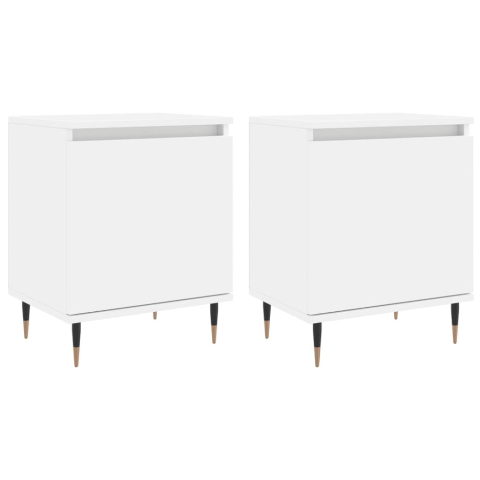 Mesitas de noche 2 uds madera de ingeniería blanco 40x30x50