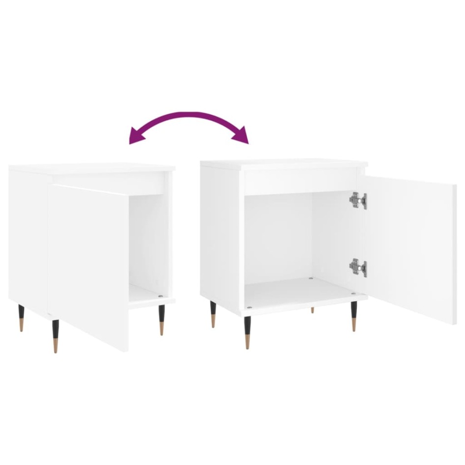 Mesitas de noche 2 uds madera de ingeniería blanco 40x30x50