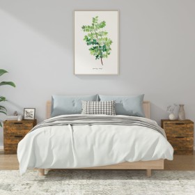 Mesitas de noche 2 uds madera contrachapada color roble