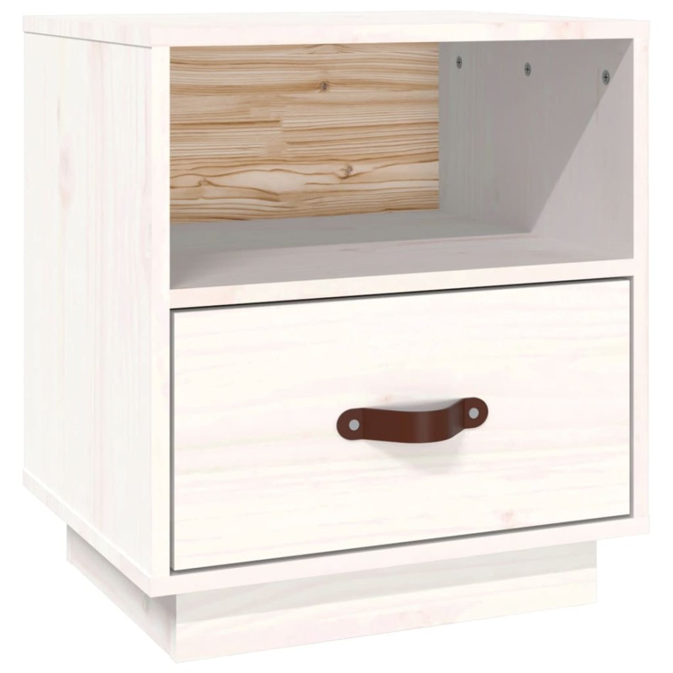 Mesita de noche madera maciza de pino blanca 40x34x45