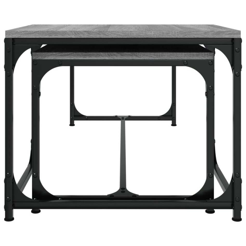 Mesas de centro 2 uds madera contrachapada gris