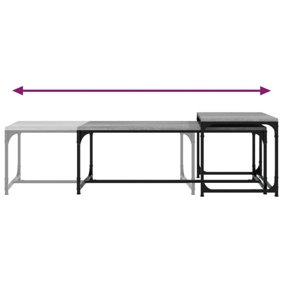 Mesas de centro 2 uds madera contrachapada gris