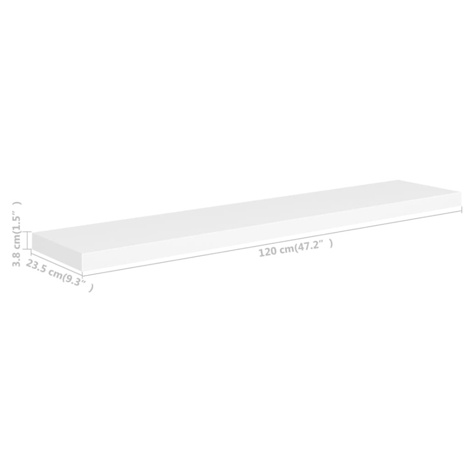 Estante flotante de pared 4 uds MDF blanco 120x23,5x3,8