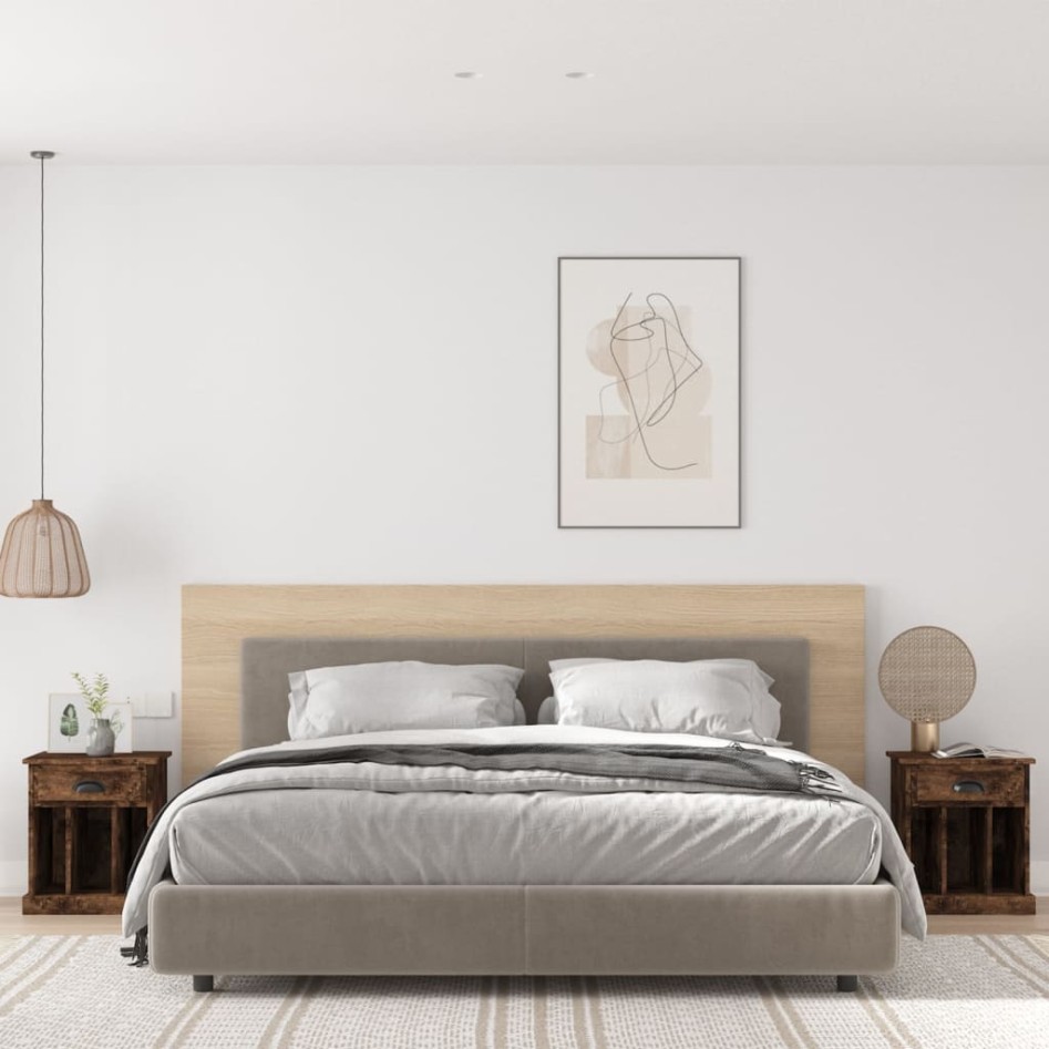 Mesitas de noche 2 unidades color roble ahumado 43x36x50