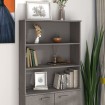 Aparador superior HAMAR pino macizo gris claro 85x35x100 cm