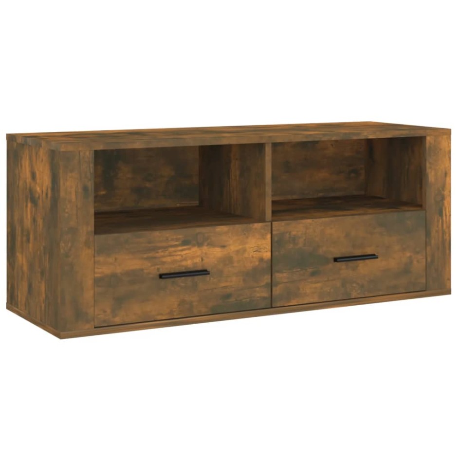 Mueble para TV madera contrachapada roble ahumado 100x35x40
