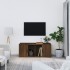 Mueble TV madera contrachapada color marrón roble 100x35x40