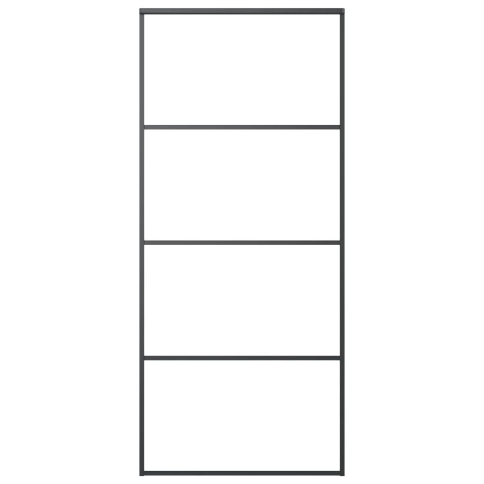 Puerta corredera aluminio y vidrio ESG negra 90x205