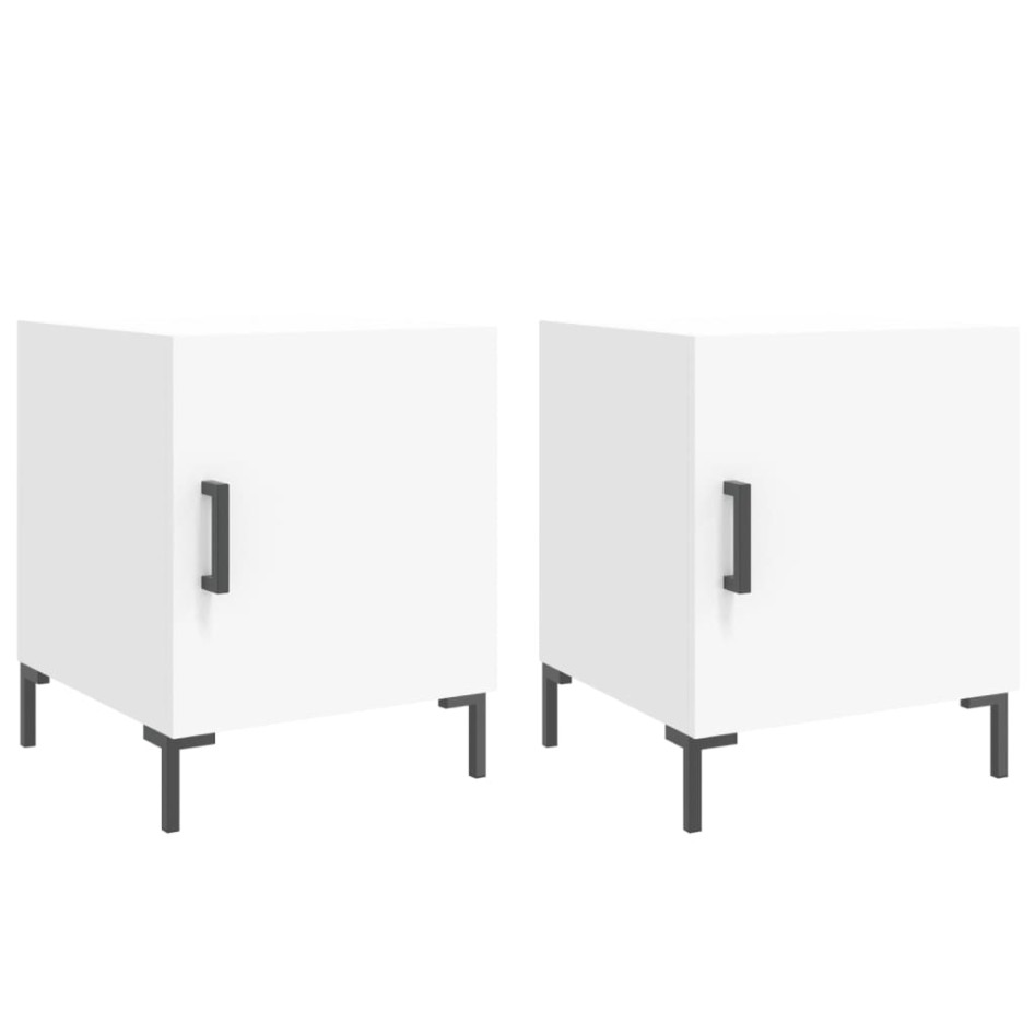 Mesitas de noche 2 uds madera de ingeniería blanco 40x40x50