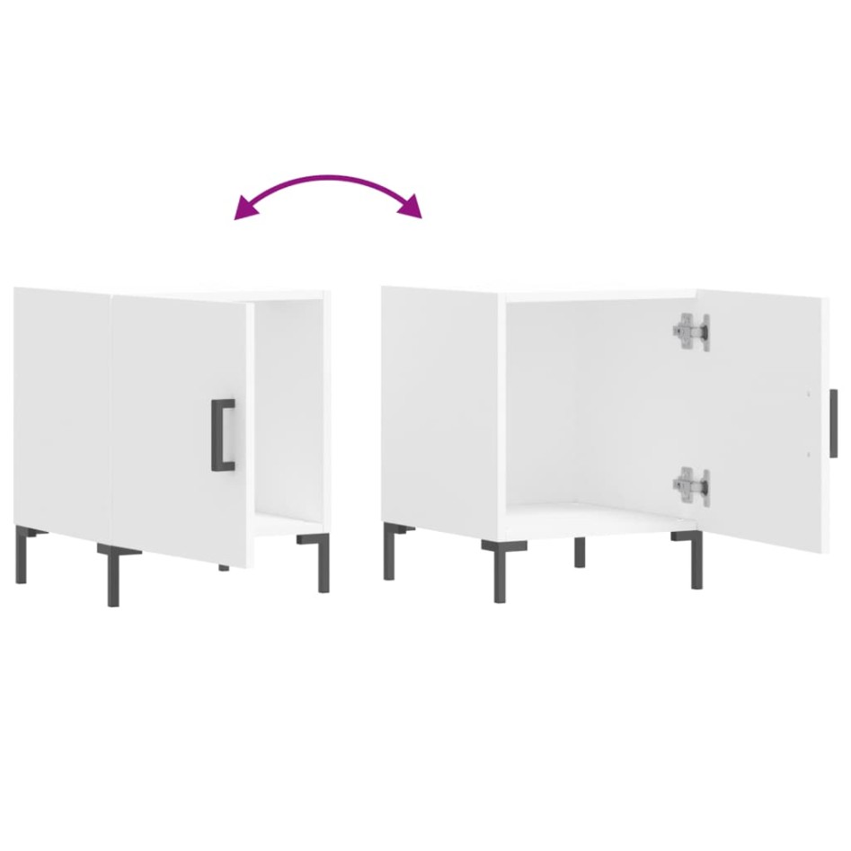 Mesitas de noche 2 uds madera de ingeniería blanco 40x40x50