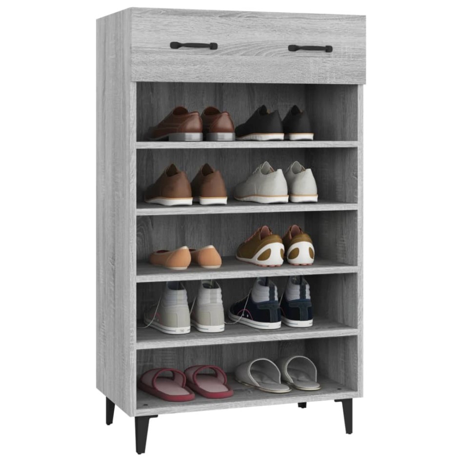 Mueble zapatero madera contrachapada gris Sonoma 60x35x105