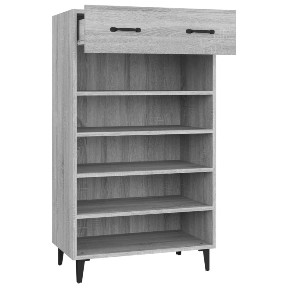 Mueble zapatero madera contrachapada gris Sonoma 60x35x105