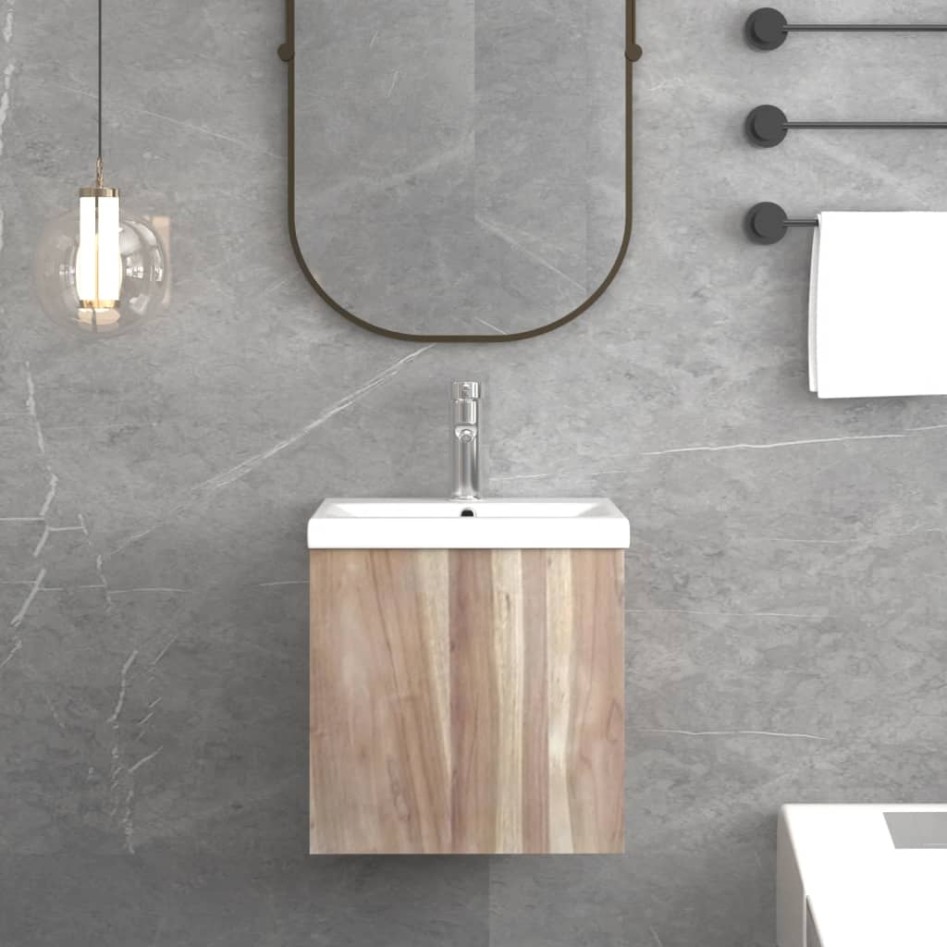 Armario de baño de pared madera maciza de teca 41x38x40