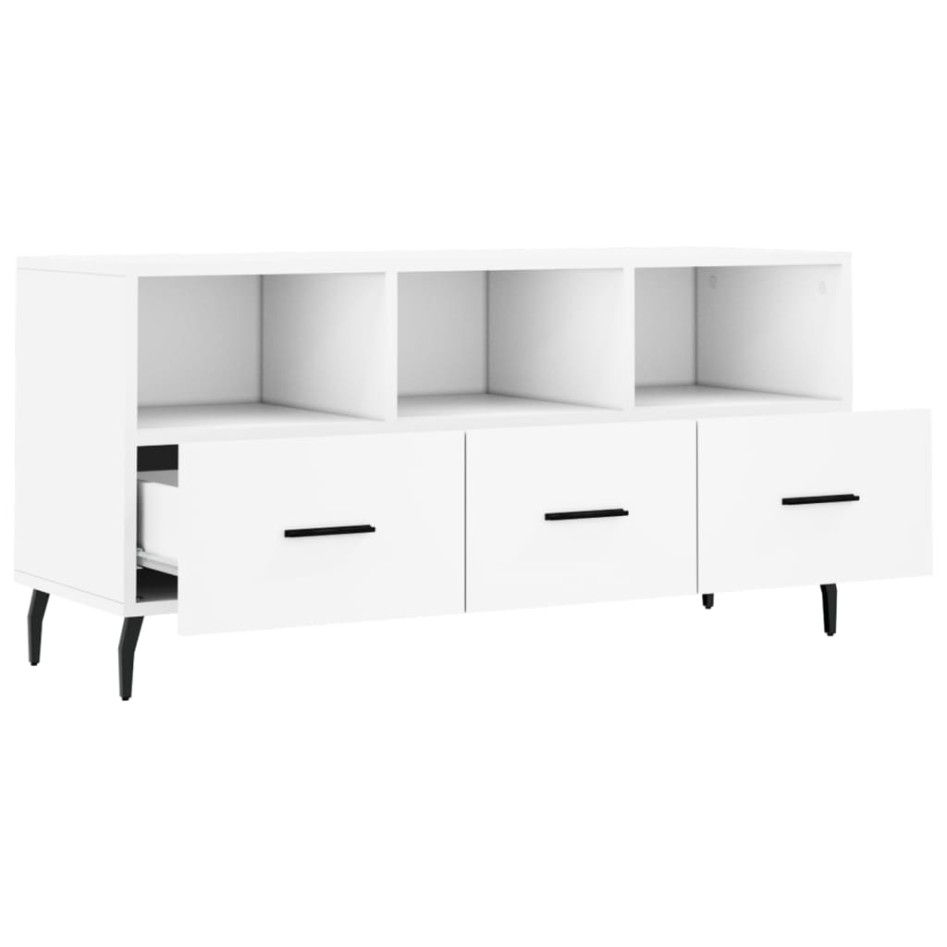 Mueble de TV madera de ingeniería blanco 102x36x50