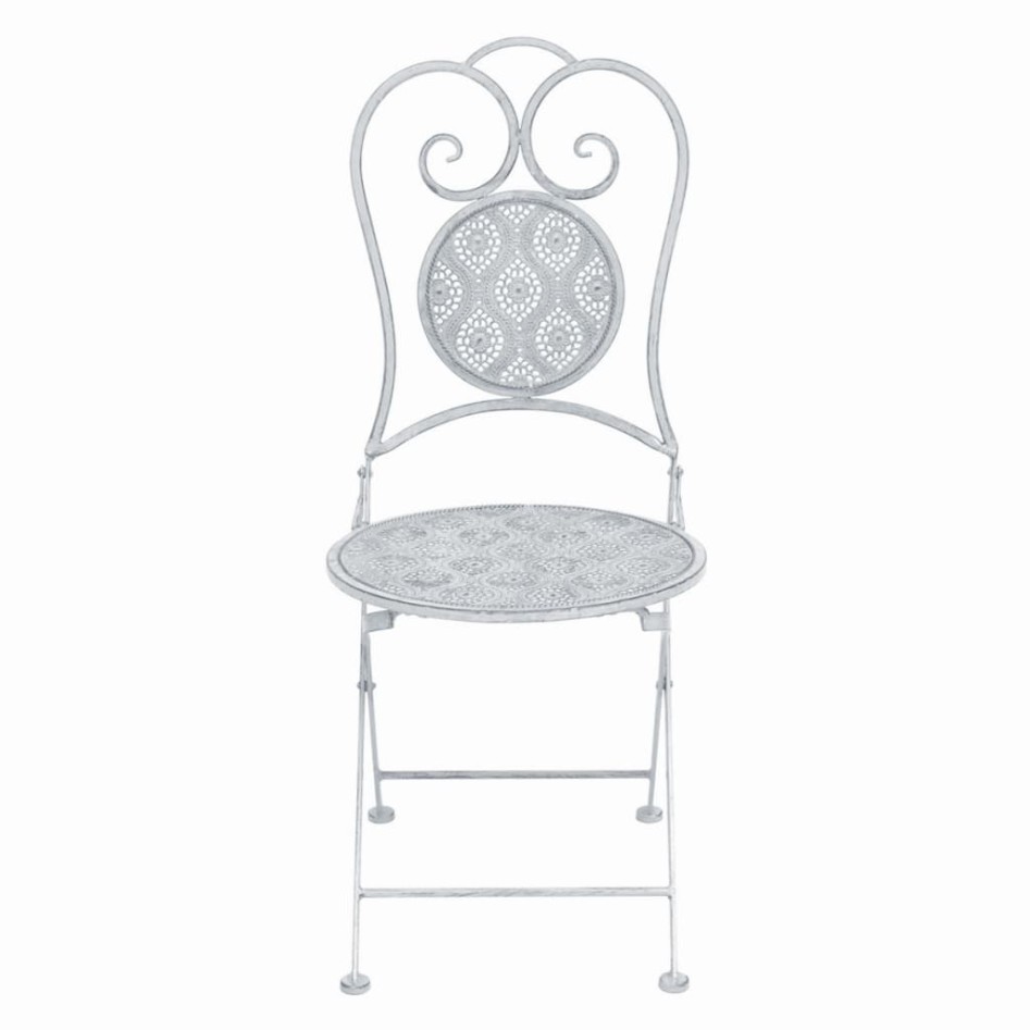 Mesa y sillas bistró de jardín 3 piezas acero blanco