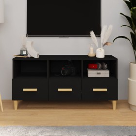 Mueble de TV madera contrachapada negro 102x36x50