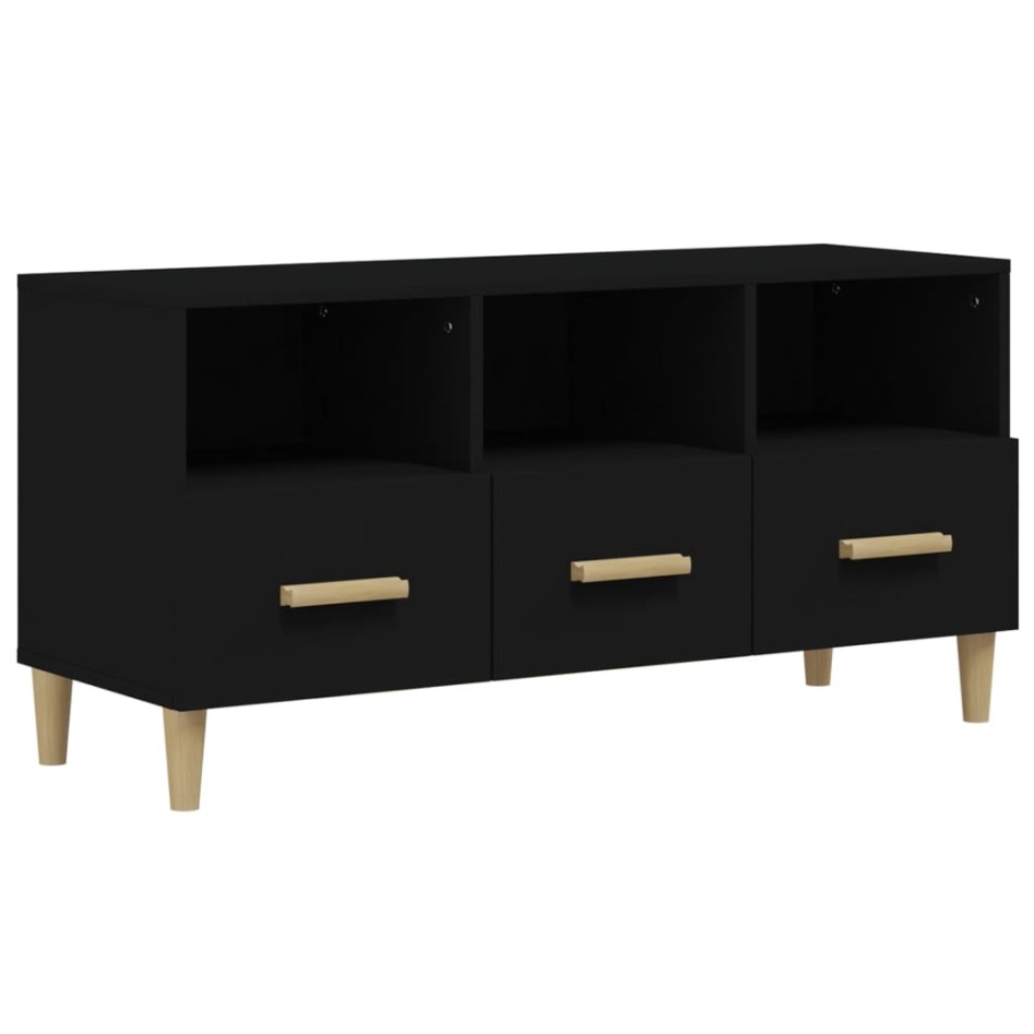 Mueble de TV madera contrachapada negro 102x36x50