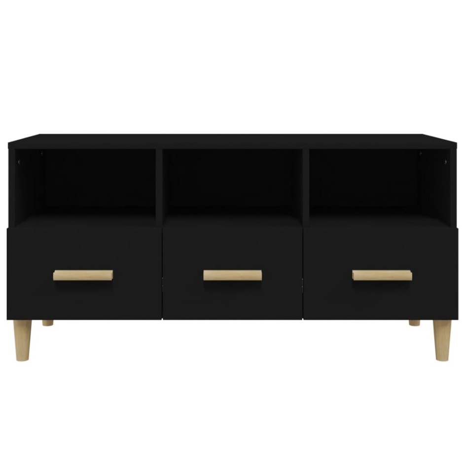 Mueble de TV madera contrachapada negro 102x36x50
