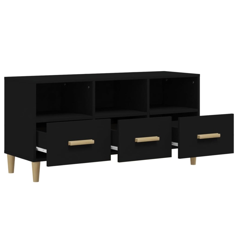 Mueble de TV madera contrachapada negro 102x36x50
