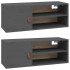 Armarios de pared 2 uds madera maciza pino gris 80x30x30