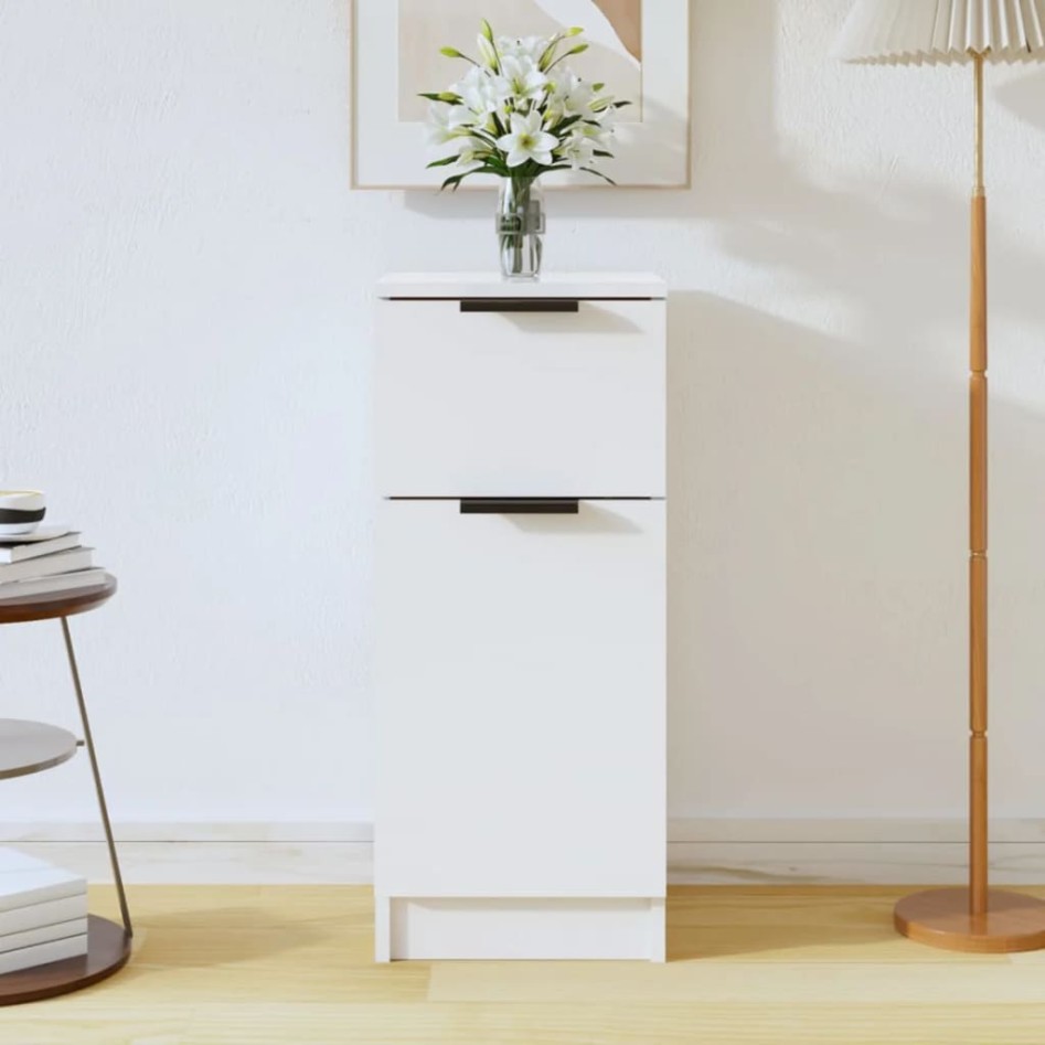 Aparador de madera contrachapada blanco brillante 30x30x70