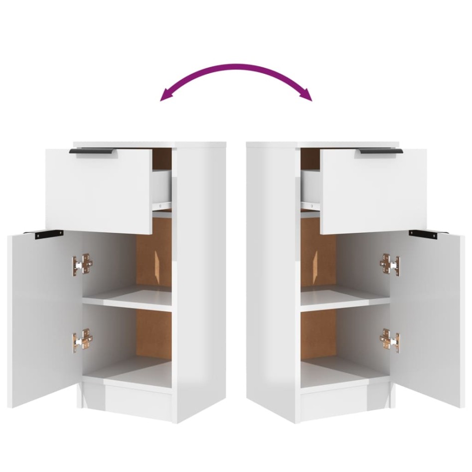 Aparador de madera contrachapada blanco brillante 30x30x70