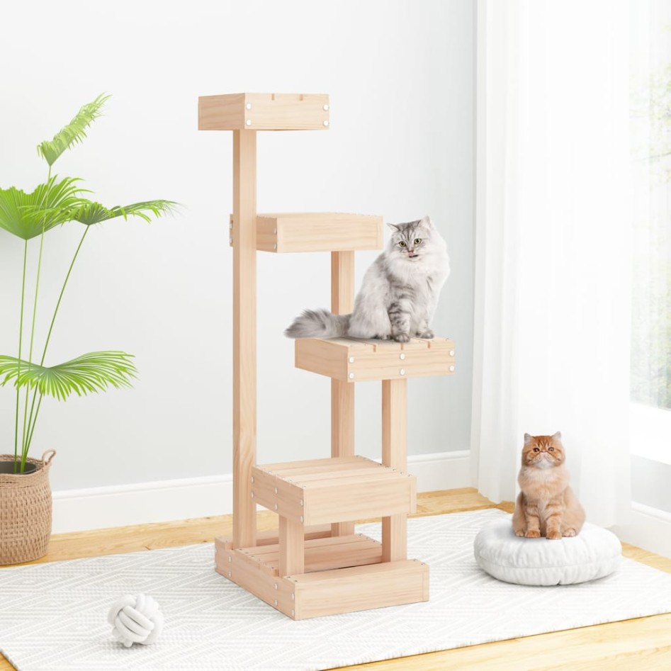Árbol para gatos madera maciza de pino 45,5x49x103
