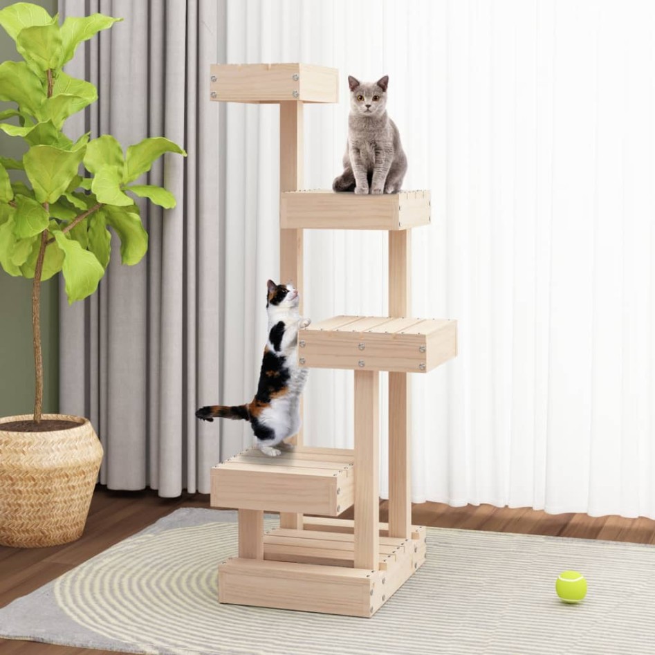 Árbol para gatos madera maciza de pino 45,5x49x103