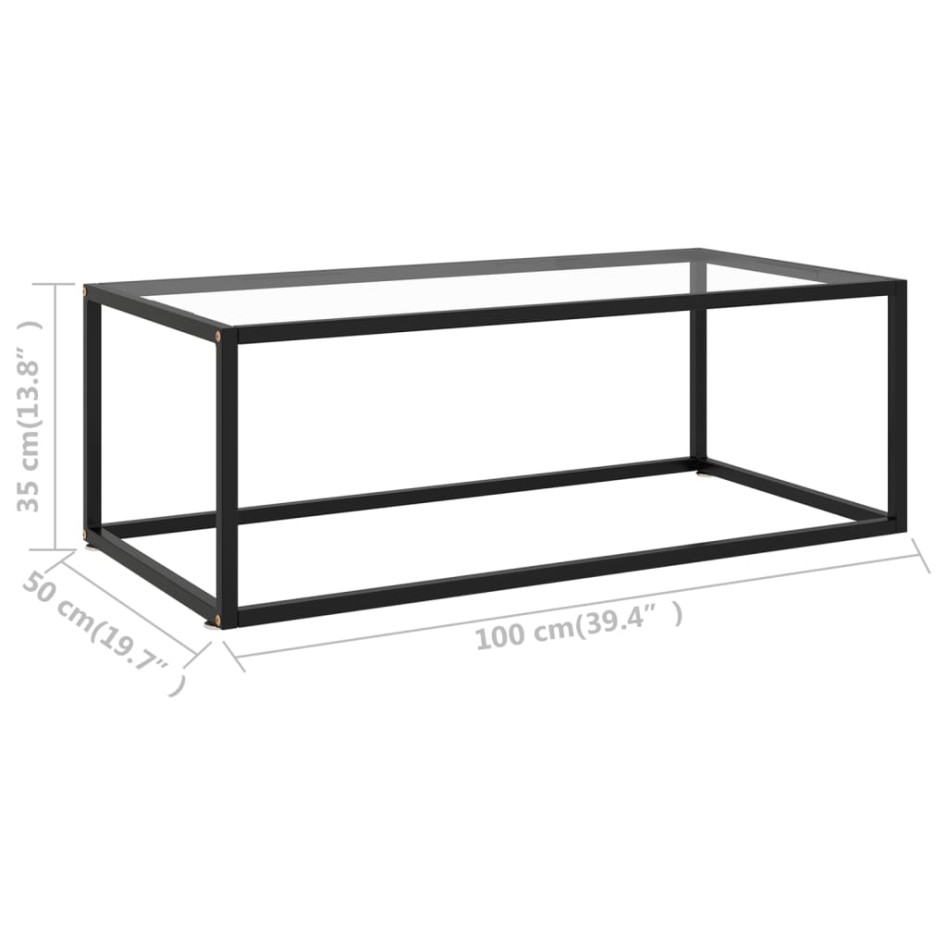 Mesa de centro negra con vidrio templado 100x50x35